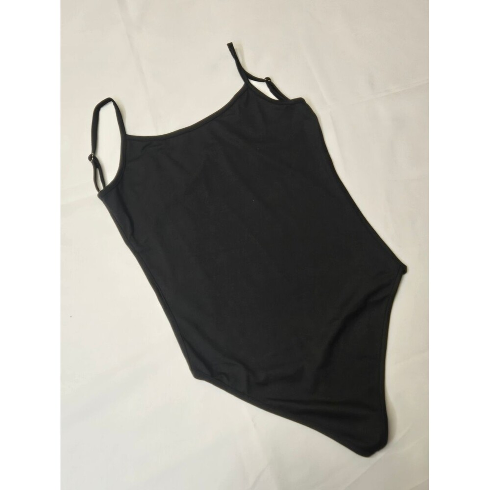 Black Cami Bodysuit Thong Womens Medium Open Criss Cross Back New Unbranded